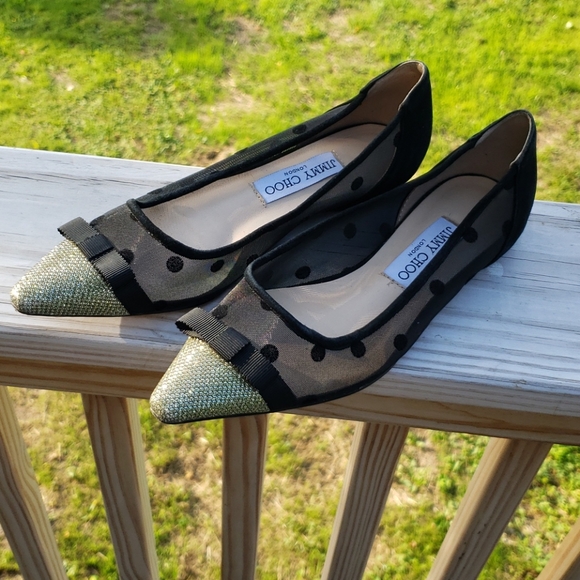 JIMMY CHOO DOROTHY FLAT 38 ブラック/ライトブロンズ JIMMY CHOO DOROTHY FLAT 38 ブラック/ライトブロンズ SALE